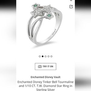 Pre-Owned Enchanted Disney Tinker Bell Tourmaline and 1/10 CT. T.W. Diamond Star